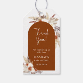 Étiquettes-cadeau Boho Pampas Grass Terracotta Baby shower Merci