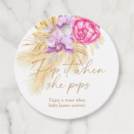 Étiquettes Cadeau Boho pampas herbe - Baby shower Pop it