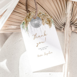 Étiquettes-cadeau Boho Papmas Grass Disco Ball Anniversaire