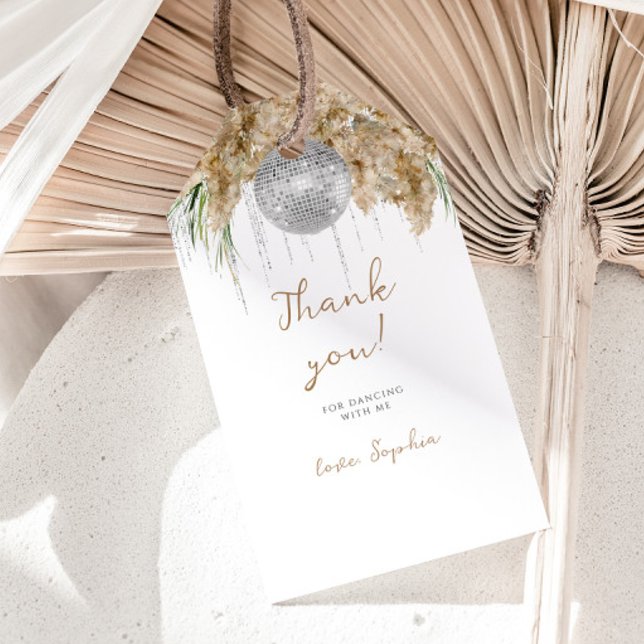 Étiquettes-cadeau Boho Papmas Grass Disco Ball Anniversaire (Créateur téléchargé)