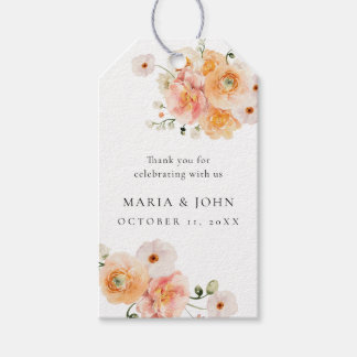 Étiquettes-cadeau Boho Peach & Blush Floral Wedding Gift Tags
