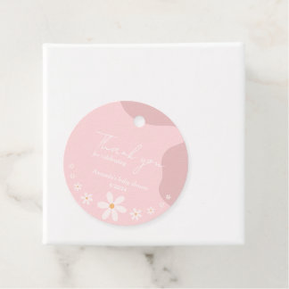 Étiquettes Cadeau Boho Pink Daisy Baby shower Party