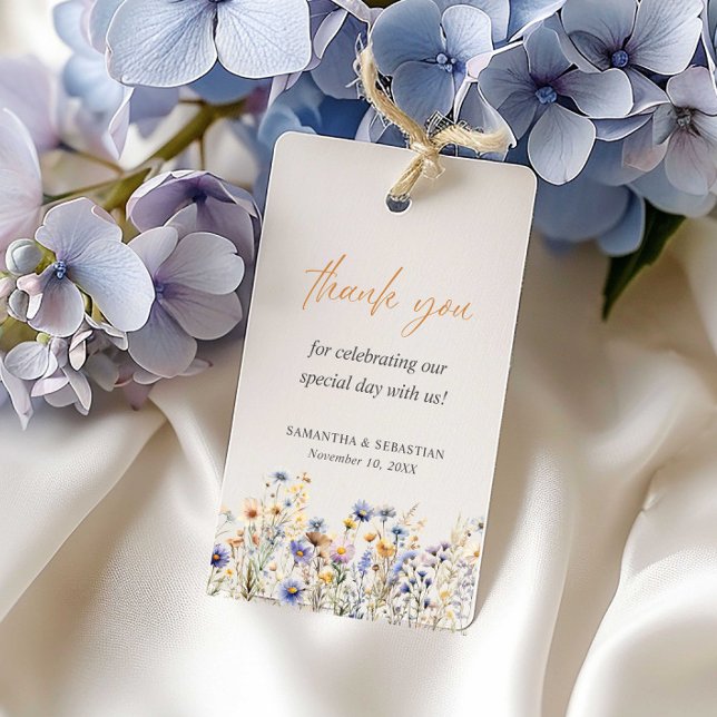 Étiquettes-cadeau BOHO PRINTEMPS ÉTÉ FLEUR SAUVAGE Merci (Créateur téléchargé)