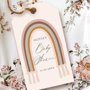 Étiquettes-cadeau Boho Rainbow Earth Tone Baby shower Favoriser