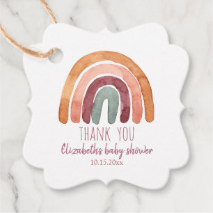 Étiquettes Cadeau Boho Rainbow Girl Baby shower Merci