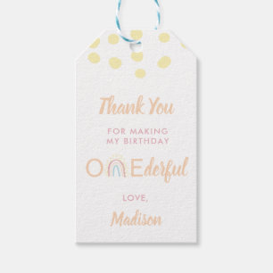 Étiquettes-cadeau Boho Rainbow Girl Lovely Onederful Merci