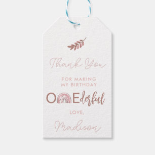 Étiquettes-cadeau Boho Rainbow Girl Onederful Merci Tags cadeaux