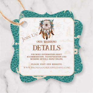Étiquettes Cadeau Boho Ranch Wild West Faux Leather Turquoise Détail