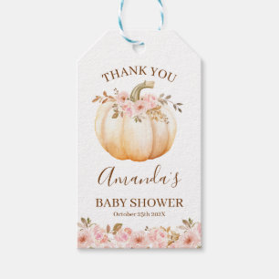 Étiquettes-cadeau Boho rose Floral Petit Baby shower Citrouille