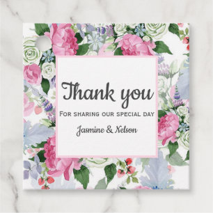 Étiquettes Cadeau Boho Rose lavande bleu fleur merci mariage
