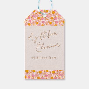 Étiquettes-cadeau Boho Rose Orange Floral Cute Affichage Douche