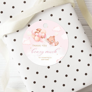 Étiquettes Cadeau Boho rose Teddy ours fille Merci Baby shower