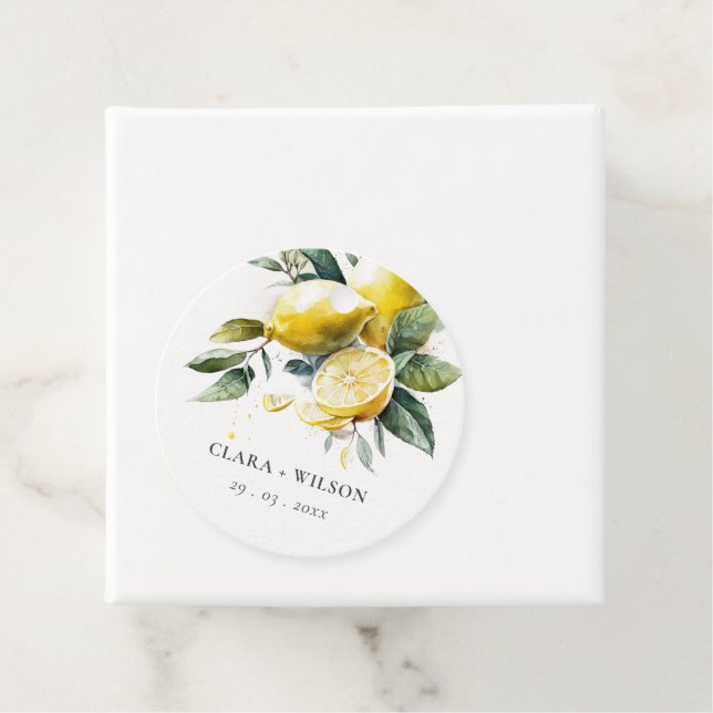 Étiquettes Cadeau Boho Rustique Aquarelle Jaune Citron Jaune Mariage (En situation)