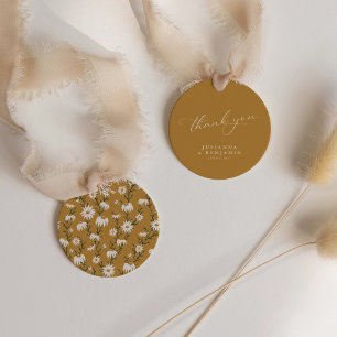 Étiquettes Cadeau Boho Rustique Floral Jaune Mariage Personnalisé Me
