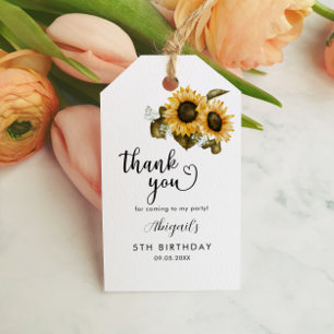 Étiquettes-cadeau Boho Sunflower fête d'anniversaire