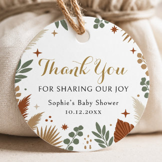 Étiquettes Cadeau Boho Terracotta et Eucalyptus Sauge Baby Shower