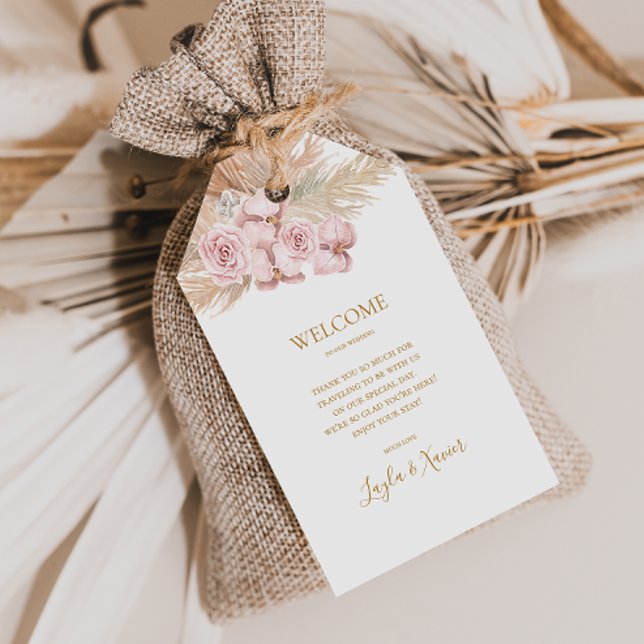 Étiquettes-cadeau Boho Tropical Botanical | Bienvenue Mariage (Créateur téléchargé)