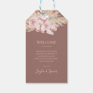 Étiquettes-cadeau Boho Tropical Botanical Dusty Rose Mariage Bienven