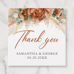 Étiquettes Cadeau Boho tropical floral cuivre pampas herbe mariage
