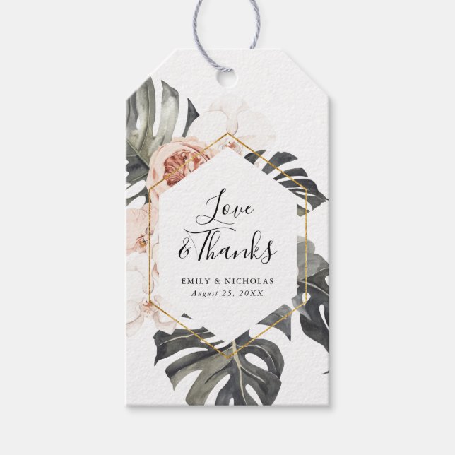 Étiquettes-cadeau Boho Tropical Floral | MARIAGE (Devant)