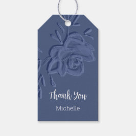 Étiquettes-cadeau Boho Vintage Fleurs Bleues Artistiques