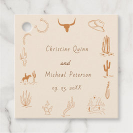Étiquettes Cadeau Boho Western Cowboy Mariage d'illustration