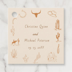 Étiquettes Cadeau Boho Western Cowboy Mariage d'illustration