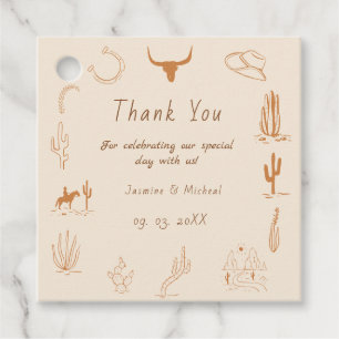 Étiquettes Cadeau Boho Western Cowboy Mariage d'illustration