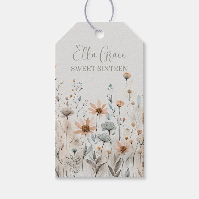Étiquettes-cadeau Boho Wildflower (Devant)