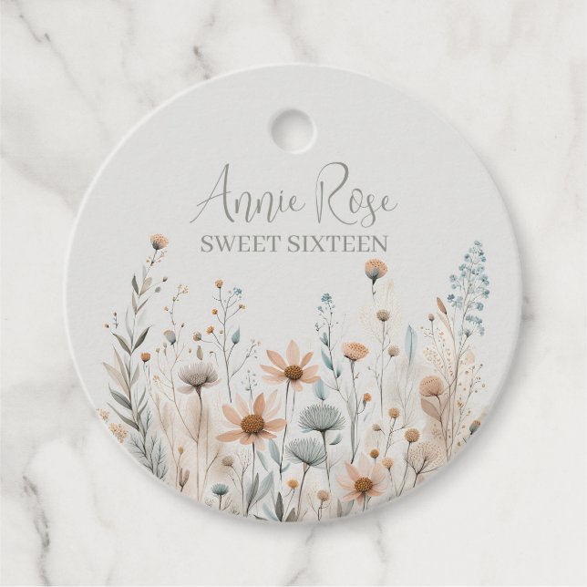 Étiquettes Cadeau Boho Wildflower (Devant)