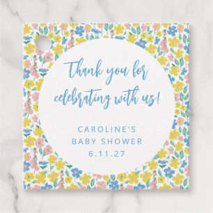 Étiquettes Cadeau Boho Yellow Ditsy Floral Baby shower personnalisé 