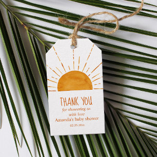 Étiquettes-cadeau Boho Yellow Sunshine Baby Shower Thank You