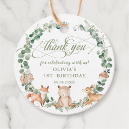 Étiquettes Cadeau Bois Animaux Végétation Baby shower d'anniversaire