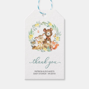 Étiquettes-cadeau Bois Animaux Végétation Baby shower Merci