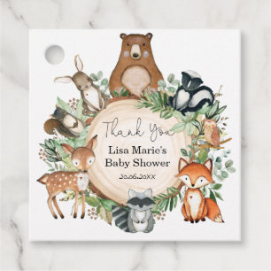 Étiquettes Cadeau Bois Animaux Végétation Forêt Baby shower