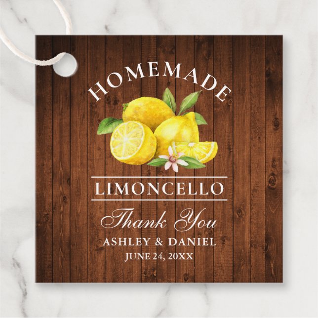 Étiquettes Cadeau Bois de Citrons Limoncello Merci Carré (Devant)