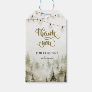 Étiquettes-cadeau Bois, Forêt, Pins, Guirlandes Lumineuses Merci