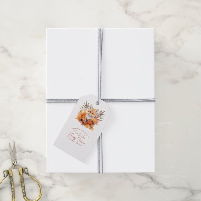 Étiquettes-cadeau Bois Fox verdure Aquarelle Baby shower feuille (Avec de la ficelle)
