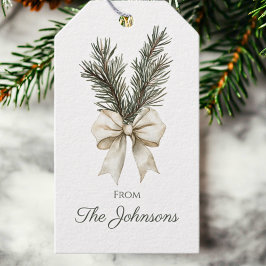 Étiquettes-cadeau Bois Pin Rustique Branche Noël personnalisé