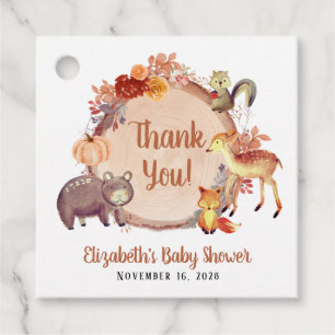Étiquettes Cadeau Bois rustique Baby shower d'automne Merci