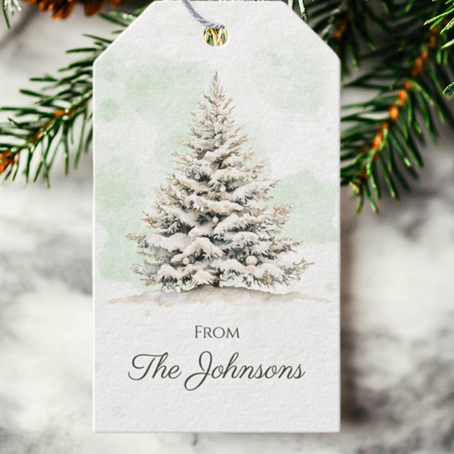 Étiquettes-cadeau Bois rustique Pine d'hiver Arbre Chic Noël (Créateur téléchargé)