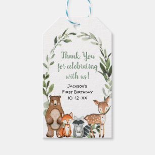 Étiquettes-cadeau Bois verdure animaux mignons fête d'anniversaire