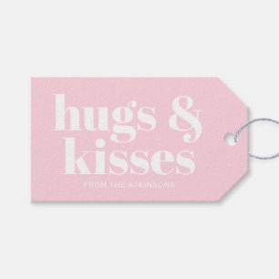 Étiquettes-cadeau Boissons et baisers rose blanc moderne typographie