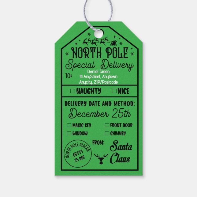 Étiquettes-cadeau Boîte à cocher de Noël personnalisée Naughty Nice (Devant)