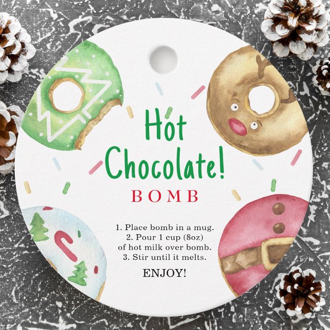 Étiquettes Cadeau Bombe à chocolat chaud.Bombe à cacao chaud hiver (Créateur téléchargé)