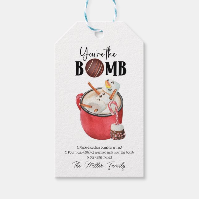 Étiquettes-cadeau Bombe Chocolat Chocolat Baignade drôle Marshmallow (Devant)