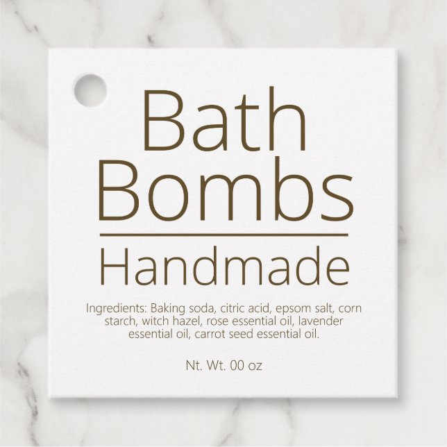 Étiquettes Cadeau Bombe de bain simple et sophistiquée Hobby d'affai (Devant)