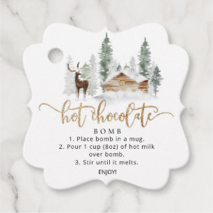 Étiquettes Cadeau Bombe de chocolat chaud cerf de forêt