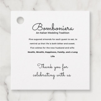 Étiquettes Cadeau Bomboniera Italien Mariage Tradition Balise