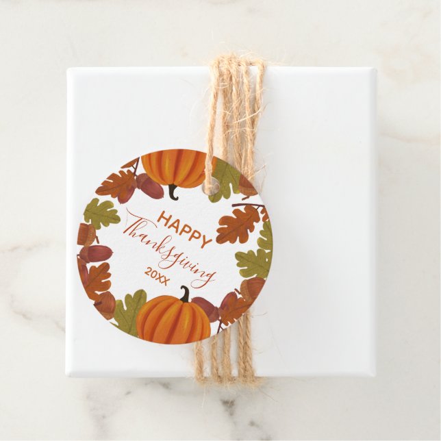 Étiquettes Cadeau Bon thanksgiving automne (En situation)